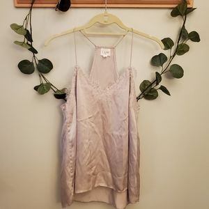 Cami NYC | Racer Silk Charmeuse Cami Lace Size M